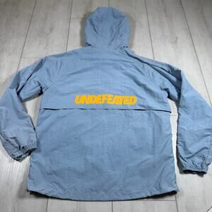 Undefeated Windbreaker Jacket Mens Medium Blue Orange Nylon Hooded Full Zipper